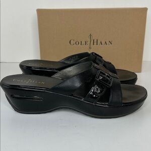 Cole Haan Nike Air Maddy Slide Wedge Sandals Size 10 Black Snakeskin